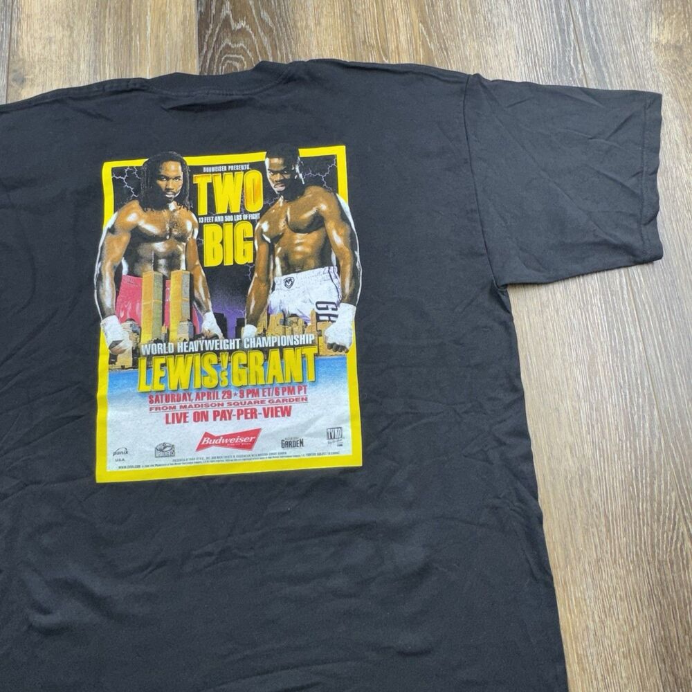 Vintage Heavyweight Boxing Lennox Lewis VS Michael Grant Shirt Mens XL Black Tee